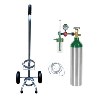 Kit Oxigênio Portátil 4,6 Litros Cilindro Alumínio com Carrinho